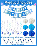 Blue Happy Birthday Decorations, Party Decorations Banners for Men Boys — 2