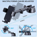 GUWEZ Phone Holders for Your Car [Military Grade Suction Ultra Strong Base] Cell Phone Car Holder 3 in 1 Dashboard Accents/Windshield/Air Vent Hands-Free for Video Installation Kit iPhone Android | Model-A photo 2