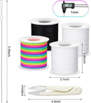 1 mm Stretchy Bracelet String with Scissors Beading Needle, 4 Rolls,660FT — 2