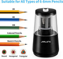 JARLINK Electric Pencil Sharpener, Heavy Duty Helical Blade, Auto Stop | Black — 4