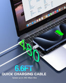 USB C to USB C, 240W USB C Cable, 6.6ft C to C Cable Fast Charging for Macbook Pro/Macbook Air, iPad Pro 12.9-inch, iPhone 15/Pro Max/Pro/Plus, Samsung Galaxy S23,Compatible 140W/100W /65W/45W/35W/20W 5