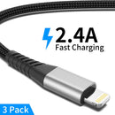 Short iPhone Charge Cable 6 Inch, 3Pack 0.5 Foot USB to Lightning Cord Braided for iPhone 14 13 12 11 Pro Max Xs 8 7 6 5 Plus, iPad Air/Mini(Black) 2