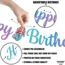 KatchOn Blue Happy Birthday Banner - 10 Feet, Pre Strung | Iridescent — 3