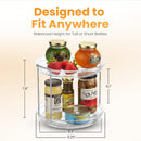 Oizeir 2 Tier Lazy Susan Organizer for Cabinet, Clear Acrylic Rotating Spice Rack Turntable for Kitchen, Pantry, Countertop, Bathroom, Vanity – Double Tier Storage Carousel with Metal Supports — 2