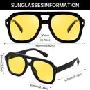 FEISEDY Retro Thick Aviator Sunglasses for Women Men, Large Vintage Shades | Black - Yellow | 53 Millimeters — 7