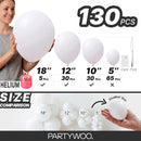 PartyWoo White Balloons 130pcs Matte White Latex Balloons Different Sizes | White-y13 — 6