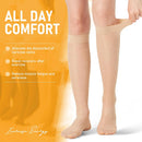 BSERA 2 Pairs Sheer Compression Socks for Women 15-20 mmHg Knee High | Beige Hearts | Large — 5
