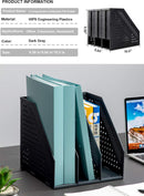 Leven Collapsible Magazine File Holder/Desk Organizer for Office Organization and Storage with 3 Vertical Compartments, Dark Grey, — 2