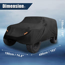X AUTOHAUX Car Cover for Jeep Wrangler JK JL YJ TJ 4 Door 2007-2021 Outdoor Waterproof Sun Rain Dust Wind Snow Protection w/Driver Door Zipper Black — 8