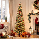 6ft Pre-Lit Slim Artificial Christmas Tree - 260 Warm White LED Lights, 600 Realistic Tips, Foldable Metal Stand - Family & Pet-Friendly, Easy Setup for Holiday Magic — 2
