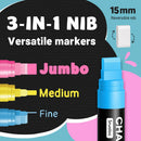 Window Chalk Markers for Glass Washable, 20 Colors Jumbo Liquid Chalk Marker with 15mm 3 in 1 Nib Thick Wide Tips, Big Chalkboard Markers, Car Paint Pen for Auto, Bistro, Mirror, Poster, Blackboards | Neon - 15mm 20Pack — 2