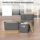 Plastic Storage Bins with Bamboo Lids, Stackable Small Box Baskets for Organizing and Containers for Shelves Drawers Desktop Closet Pantry Classroom Office Home, 4 Pack 12x7.3x6.2 Inch, Gray — 7