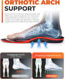 Insoles Men, Plantar Fasciitis Relief Arch Support, Men 7-8.5/Women 8-9.5 - Footprint Red-1 Pair — 2