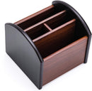 MaxGear Remote Control Holder Caddy, Wooden Desk Organizer, 4 Compartments — 1
