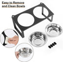 2 Set Elevated Cat Food Water Bowls, 4 Stainless Steel Bowls for Indoor Pet with Cute Metal Stand, 10° Tilted Anti-Vomiting Wide Shallow Raised Cat Dishes Whisker Friendly for Multiple Kitten,Puppy — 7
