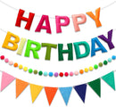 Pre-Strung Felt Happy Birthday Banner Rainbow Garland Set | Colorful — 1