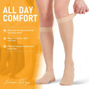 BSERA 2 Pairs Sheer Compression Socks for Women 15-20 mmHg Knee High | Beige | Medium — 5