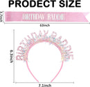 KICOSY Birthday Baddie Sash and Headband Set with Pink Glittery Cake Topper — 2