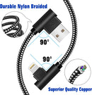 OCEEK 3Pack (3/6/10FT) USB A to Lightning Cable Right Angle [MFi Certified] 3