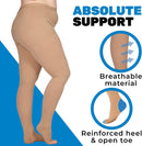 Up to 7XL Plus Size Compression Pantyhose 20-30mmHg for Women with Open Toe | XX-Large | Beige — 3