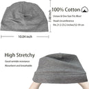 vidsel 100% Cotton Skull Caps Beanie Night Cap Sleep Hats for Men Women - 2 Black & Light Grey — 2