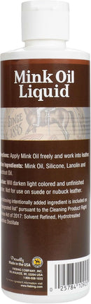 Fiebing's Liquid Mink Oil for Leather Boots (8 fl oz) - Leather Cleaner & Conditioner - Waterproof, Preserve, Soften All Smooth Leathercraft & Vinyl - Prevents Salt Stains - Use On Couch, Shoe, Purse — 6
