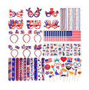 76Pcs 4th of July Accessories Patriotic Party Favors Includes Patriotic Glasses Headband Photo Booth Props Slap Bracelets Beaded Necklaces US Flags Tattoo Independence day Decorations Party Supplies