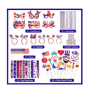 76Pcs 4th of July Accessories Patriotic Party Favors Includes Patriotic Glasses Headband Photo Booth Props Slap Bracelets Beaded Necklaces US Flags Tattoo Independence day Decorations Party Supplies