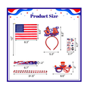 76Pcs 4th of July Accessories Patriotic Party Favors Includes Patriotic Glasses Headband Photo Booth Props Slap Bracelets Beaded Necklaces US Flags Tattoo Independence day Decorations Party Supplies