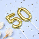 2.76 Inch Classical Gold 50 Number Birthday Candles, Gold Number Candles, Cake Number Candles, Party Celebration — 2
