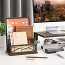 Snughome Desktop Mail Organizer, Desk Mail Organizer with 2-Slot Matte Black Metal Desktop Mail Sorter, Metal Storage File Holder Letter Sorter Organizer for Home or Office, Rustic Brown — 2