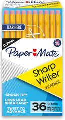 Paper Mate SharpWriter Mechanical Pencils Yellow | 0.7 mm | Shock-Absorbing Tip | Twistable Tip | No Sharpening Needed | 36 Count, Pack of 6 | 1 Count (Pack of 216) — 1