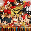132Pcs Casino Theme Party Decorations, Dice Boxes Large Poker Cards Black Red Gold Balloon Garland Star Foil Balloons for Vegas Themed Party and Casino Night Birthday Celebrations — 3