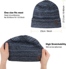 Wmcaps Winter Beanie for Men Women, Soft Warm Fleece Lined Knit Hat - Blue/Black — 2