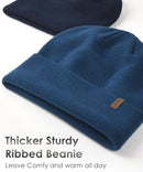 FURTALK Beanie for Men Women Cuffed Thick Knitted Winter Hat Skull Cap - Blue — 2