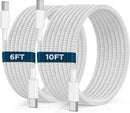 USB C to USB C Cable 6FT+10FT 2Pack 60W iPhone 17 16 15 Charger Cord Long Type C to C Cable Fast Charging for Apple iPhone 17 16 15/Pro/Pro Max/Plus/iPad Pro Air/MacBook/Air/Mini/Samsung Galaxy 1