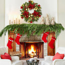 24" Christmas Wreaths for Front Door with Lights & Poinsettia Flowers — 5