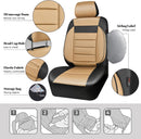 CAR PASS Leather Seat Covers Full Set Universal Water Resistant 3D Foam Back Support, Luxury Comfort Automotive 5 Seat Covers All Season Fit for SUV,Sedan,Van, Airbag Compatible Elegance(Beige Black) — 3