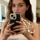 2 Pcs Phone Charm Strap Universal Hand Phone Wrist Strap Camera Lanyard Pearl Beaded Cute Chain String Accessories Universal for iPhone 16 Pro Max Samsung Women Girls Phones Bag Keychain Beach Style photo 2