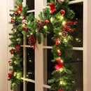 MorTime 9 FT LED Christmas Garland with Pinecones Red Berries Bows Christmas Balls Candies, Multi-Function Christmas Garland with 50 Warm White LED Lights, 180 Branch Tips — 1