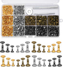 240 Set Leather Rivets 4 Colors 3 Sizes Double Cap Rivets for Leather — 1