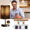 Bedside Table Lamp for Bedroom with 2 USB Ports, 14-Inch, Black — 4