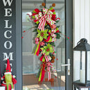 Christmas Wreaths for Front Door, Soomeir 24 Inch Pre-Lit Lighted Led Winter Wreath with Ball and Poinsettias, Holiday Outside Indoors Ribbon Home Ornaments Artificial Wall Decor (Green and Red) — 4