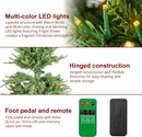 Glitzhome Prelit Christmas Tree, 7.5ft Artificial Christmas Tree Radiant Slim Evergreen with 1,400 Warm White & Multi-Color Chasing and Twinkling Lights, 2376 Tips, 9 Lighting Modes, Easy Setup — 7
