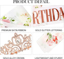 COCIDE Rose Gold Birthday Queen Sash & Tiara Set - Glitter Sash & Rhinestone Tiara for Women - Birthday Decoration Kit | 9 Rose Gold Flower — 6
