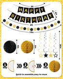 Happy Birthday Decorations, Party Decorations Banners for Men Boys | Black Gold — 3