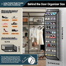 Kotkn 10 Tier Over The Door Organizer - Heavy Duty Hanging Storage Rack with Sturdy Oxford Fabric, Holds 20+ Pairs of Footwear, Boots & Sneakers, Saves 50% Closet Space (Gray) — 2
