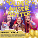 Fulmoon Older Wiser Hotter Banner Birthday sign,Gold | Glitter Gold — 4
