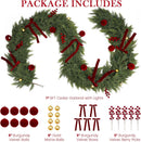 9FT Christmas Garland with Lights Ornaments Realistic Preit Cedar Garland — 8