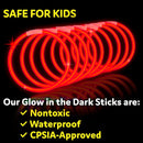 PartySticks Red Glow Sticks - 100pk, 8 Inch Glow in The Dark Light Up Sticks - Party Favors, Decorations, Necklaces and Bracelets with Connectors | 100 Pack Red — 6